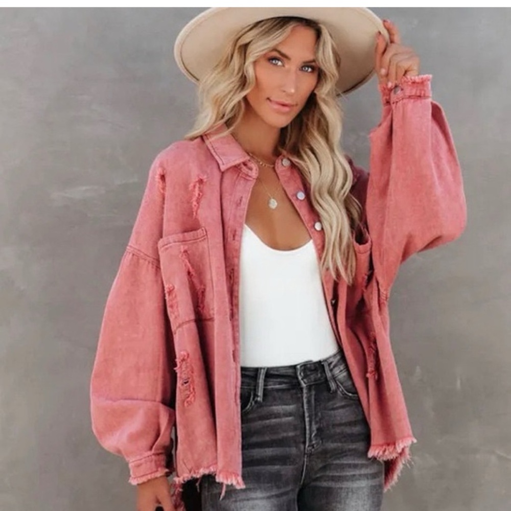 Vici Blush Pink Denim Jacket